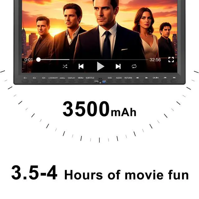 Alt view image 5 of 6 - Portable Car DVD Player 14.1" Screen, Headrest Mount, Region Free | Support 720P MP4, USB/SD, AV In/Out, Stainless Steel Foldable Stand, High Volume Speaker, for Backseat Kids