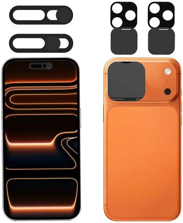 Main image of Privacy Cover Compatible for iPhone 17 Pro/iPhone 17 Pro Max with Front Camera Cover,Protect Privacy and Security But Not Affect Facial Recognition(2Pack) Black