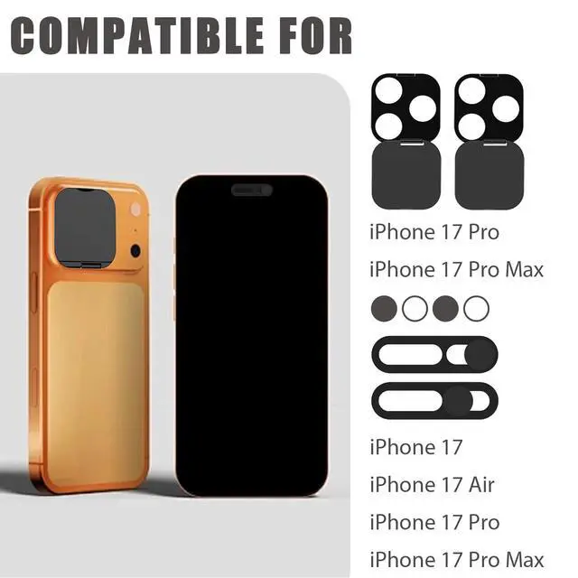 Alt view image 2 of 6 - Privacy Cover Compatible for iPhone 17 Pro/iPhone 17 Pro Max with Front Camera Cover,Protect Privacy and Security But Not Affect Facial Recognition(2Pack) Black