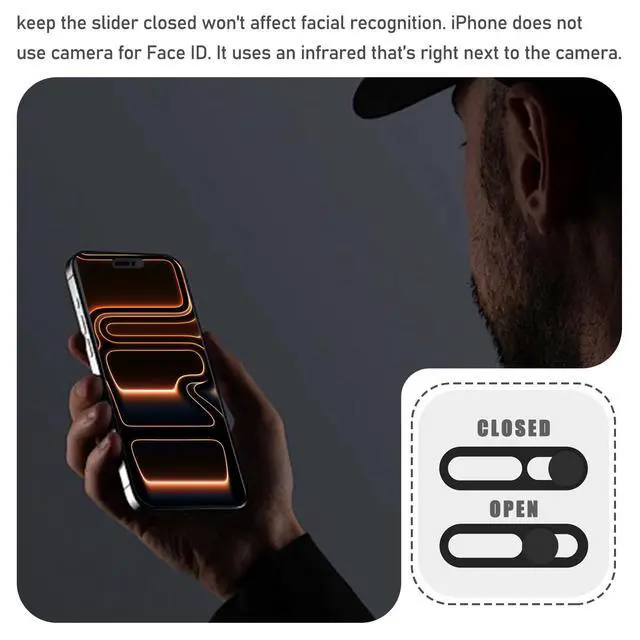 Alt view image 4 of 6 - Privacy Cover Compatible for iPhone 17 Pro/iPhone 17 Pro Max with Front Camera Cover,Protect Privacy and Security But Not Affect Facial Recognition(2Pack) Black