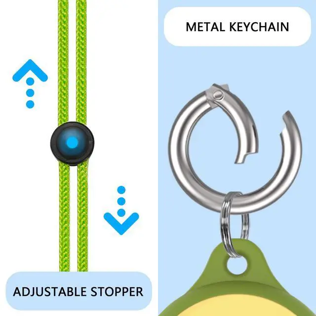 Alt view image 4 of 6 - Air tag. Holder Kids Necklace with Adjustable Length | Cute Cartoon Airtags 4 Pack Holder Soft Silicone Skin-Friendly Apple Airtags Case for Kids with Key Ring, Screen Protector