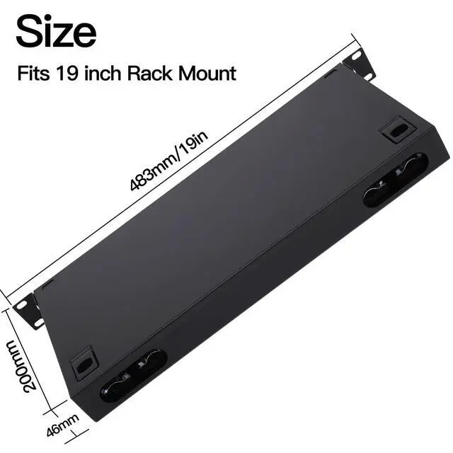 Alt view image 4 of 6 - LC-OM3 12 Duplex 24 Port Fiber Enclosure Rack Mount Fiber Box MultiMode LC-UPC Kit 1 RU Fits 19" Racks Cabinet (Include 2Pcs Splice Trays 48 Strand OM3 Pigtail 1M Cables Spool+LGX Loaded Patch Panel