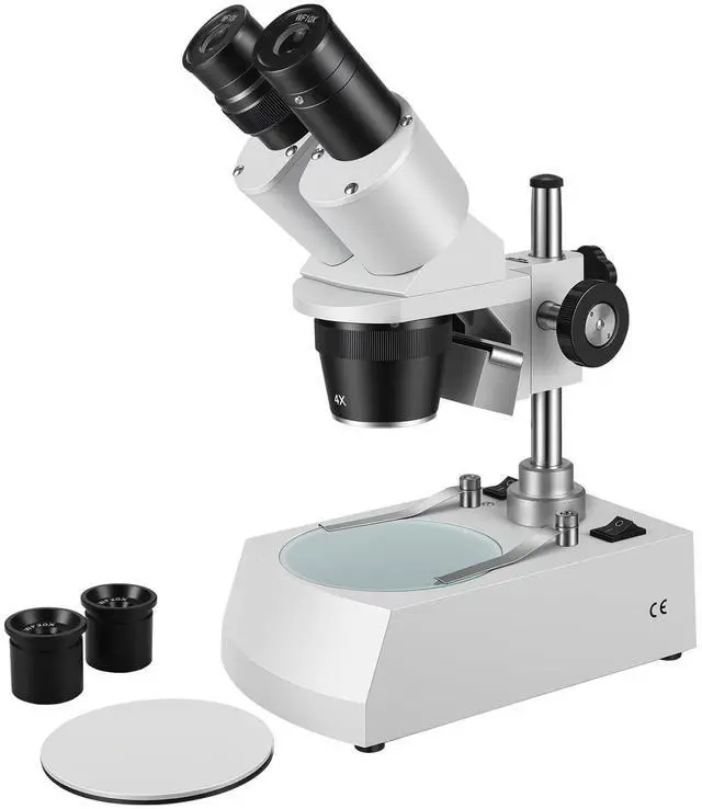 Main image of Stereo Microscope,Binocular Microscope, WF10x and WF20x Eyepieces, 10X-80X Magnification, Upper and Lower LED Light Source, Pillar Stand,120V Power Supply and Lithium Battery