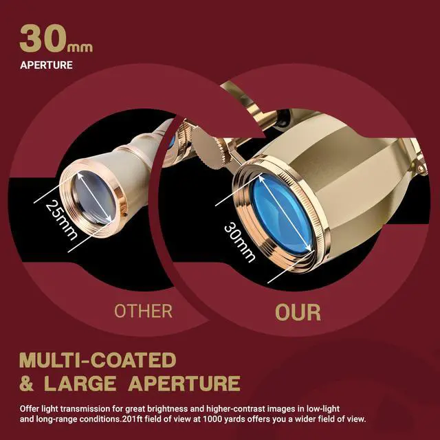 Alt view image 3 of 6 - Opera Glasses Binoculars for Women Adults 4X30mm Theater Glasses Compact Binoculars for Theater and Concerts Antique with Case Removable Chain (Gold)
