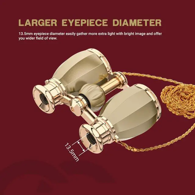 Alt view image 6 of 6 - Opera Glasses Binoculars for Women Adults 4X30mm Theater Glasses Compact Binoculars for Theater and Concerts Antique with Case Removable Chain (Gold)