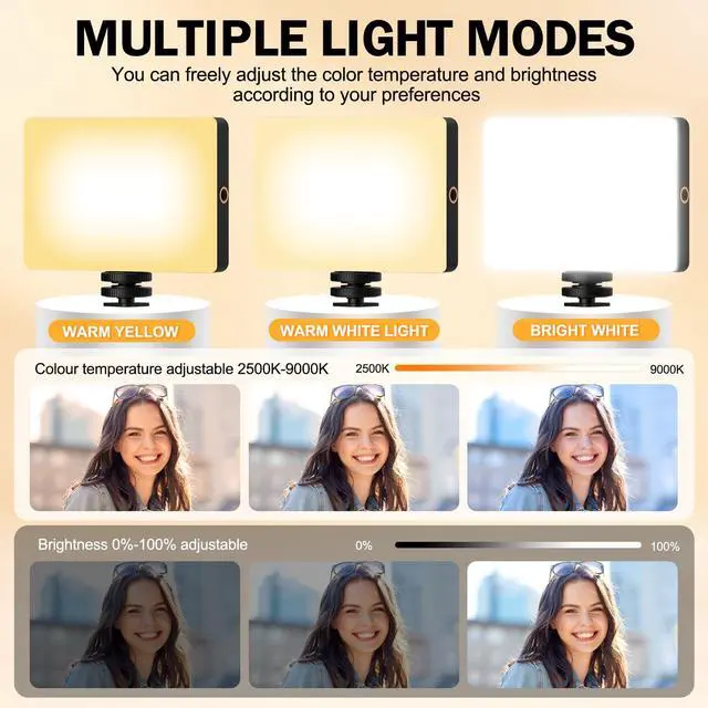 Alt view image 3 of 6 - 120 LED Selfie Light for iPhone, Portable Phone Light with Clip & Camera Tripod Adapter - 5000mAh Rechargeable, 3 Lighting Modes, CRI 97+ for Video Recording, TikTok, Tripod Mount Rings