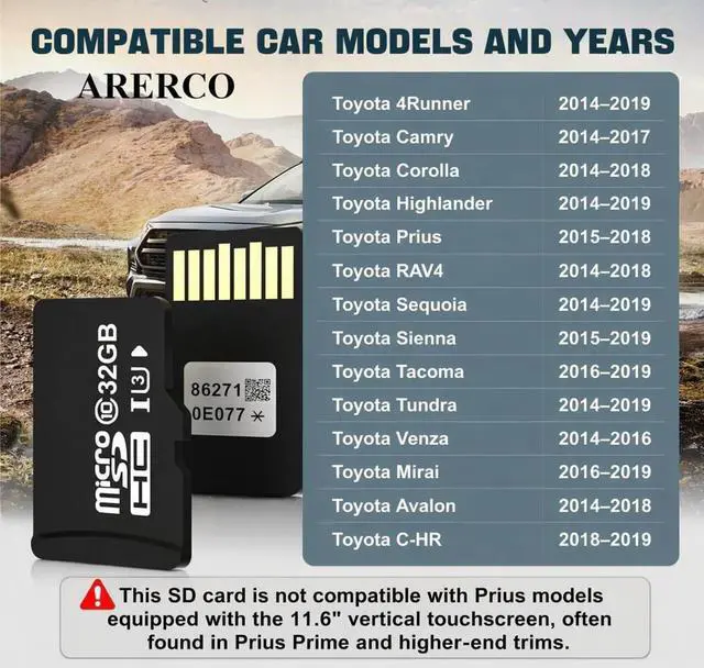 Alt view image 2 of 6 - 2026 Navigation SD Card Map Update for Toyota | 86271 0E077, 4Runner, Camry, Corolla, Highlander, Prius, Tacoma, Tundra, RAV4, Mirai, Venza, Sienna, Avalon GPS Map USA/CAN