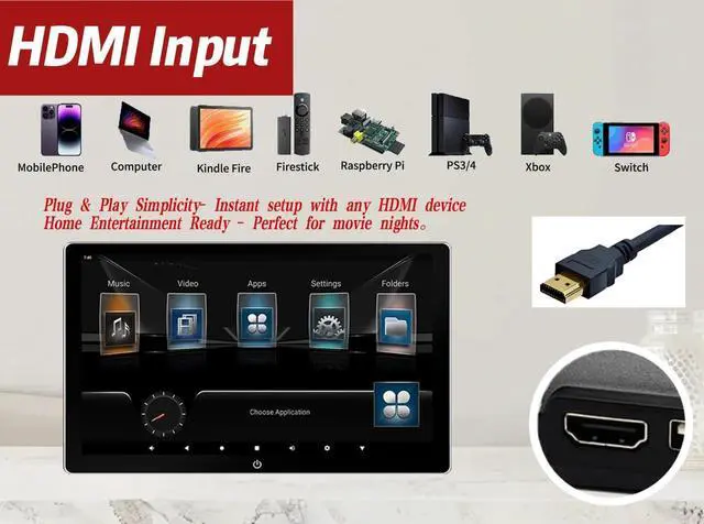 Alt view image 6 of 6 - 10.1 Inch 4K Android 13 Car TV Headrest Monitor for Cars Back seat,Support Phone Wireless Mirror Link Touch Screen,HDMI Input,USB/SD Card Tablet Portable Multi-Media Video Player,WiFi,2+32G