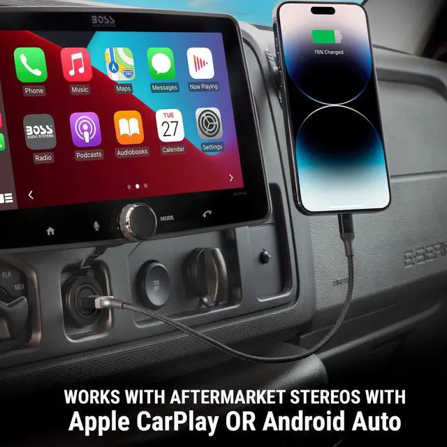 Alt view image 3 of 6 - CPDACCKO Dash Mount Extension with 3 ft Cable, 12V Car Charger with Type-C Port Compatible with Apple CarPlay/Android Auto with USB-C to USB-A Adapter, Power Socket for Car, Truck, Boat