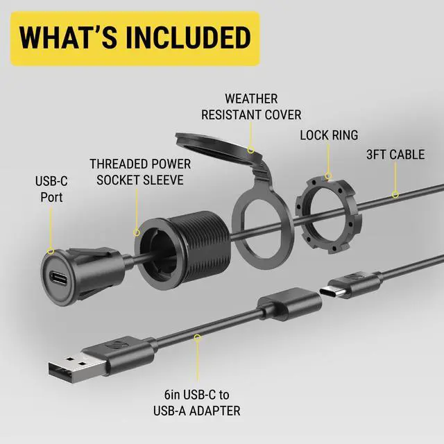 Alt view image 4 of 6 - CPDACCKO Dash Mount Extension with 3 ft Cable, 12V Car Charger with Type-C Port Compatible with Apple CarPlay/Android Auto with USB-C to USB-A Adapter, Power Socket for Car, Truck, Boat