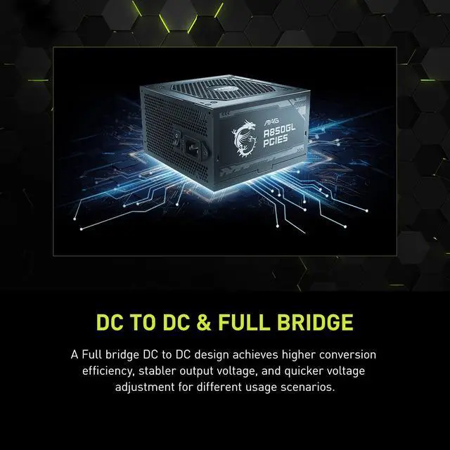 Alt view image 5 of 6 - MAG A850GL PCIE5, Fully Modular Compact Gaming 850W Power Supply, 80+ Gold, ATX 3.1 & PCIe 5.1 Ready, Native Dual-Color 12V-2x6 Cable
