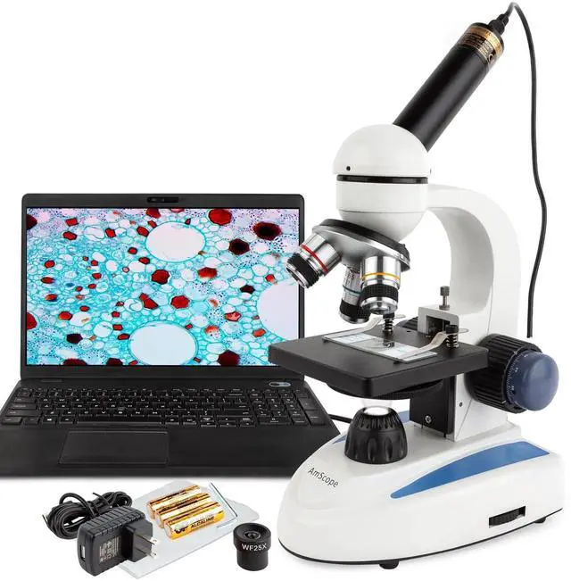 Main image of M158C-E Series 360-Degree Rotating Monocular Head Compound | 40X-1000X Magnification Range USB 2.0 Connectivity Compound Biological Microscope LED Ring Light