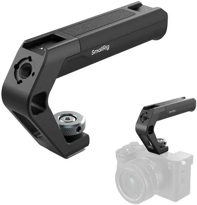 Main image of Lightweight Cold Shoe Top Handle, Tiny Camera Top Grip Only 113g, Handgrip with Locating Hole for ARRI and Two Cold Shoe Mounts, for Camera and Camera Cage - 5976