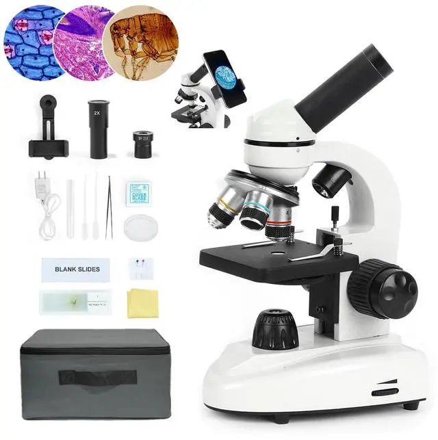 Main image of Microscope for Adults Students, 100X-2000X Metal STEM Microscope Kit | Dual LED Illumination, Complete Compound Microscope Kit for School Lab, Homeschool with Slides Set, Phone Adapter & Case Bag