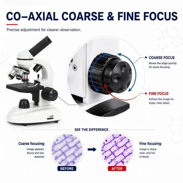 Alt view image 4 of 6 - Microscope for Adults Students, 100X-2000X Metal STEM Microscope Kit | Dual LED Illumination, Complete Compound Microscope Kit for School Lab, Homeschool with Slides Set, Phone Adapter & Case Bag