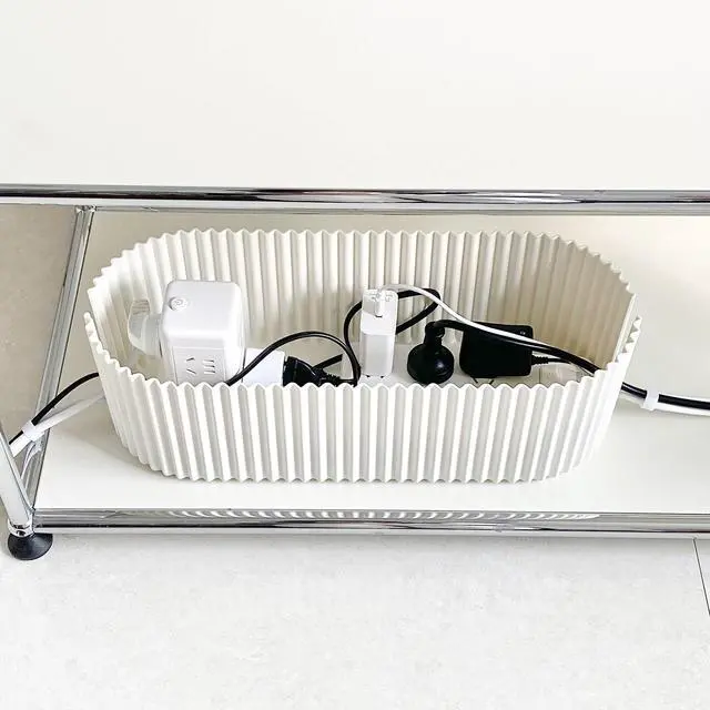 Alt view image 2 of 6 - White Cable Box Organizer, Small, Plastic | Cord Hider Box with Lid, For Desk and Floor, Power Strips Cover, For Home, Office, Computer, TV, School, Kitchen