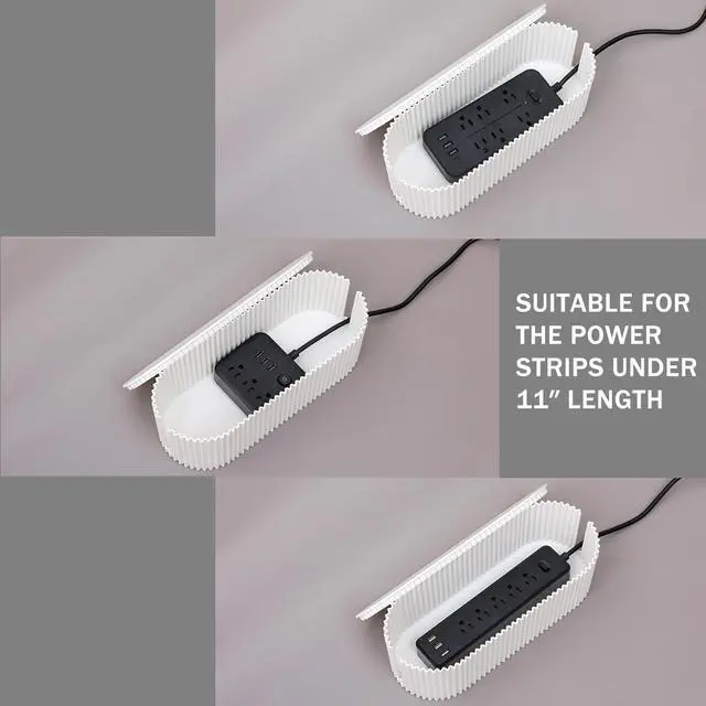 Alt view image 5 of 6 - White Cable Box Organizer, Small, Plastic | Cord Hider Box with Lid, For Desk and Floor, Power Strips Cover, For Home, Office, Computer, TV, School, Kitchen