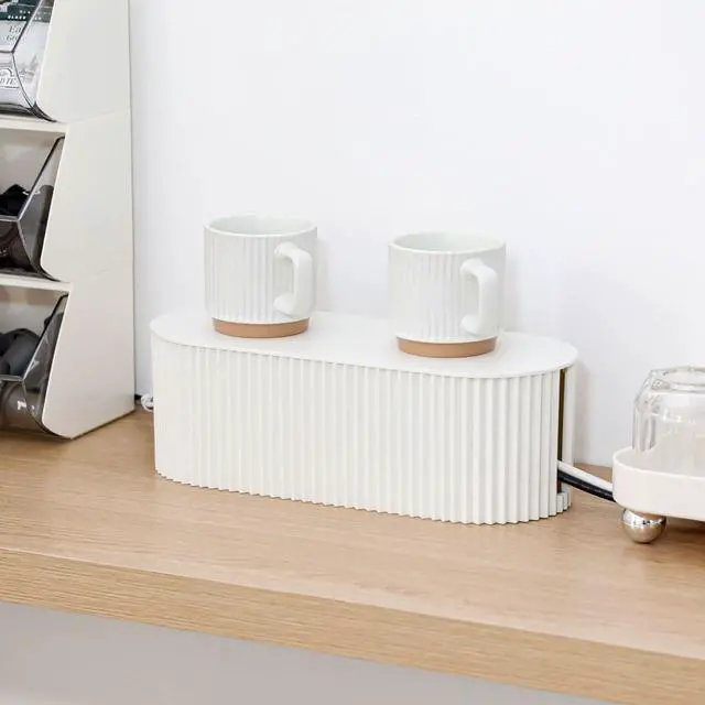 Alt view image 6 of 6 - White Cable Box Organizer, Small, Plastic | Cord Hider Box with Lid, For Desk and Floor, Power Strips Cover, For Home, Office, Computer, TV, School, Kitchen