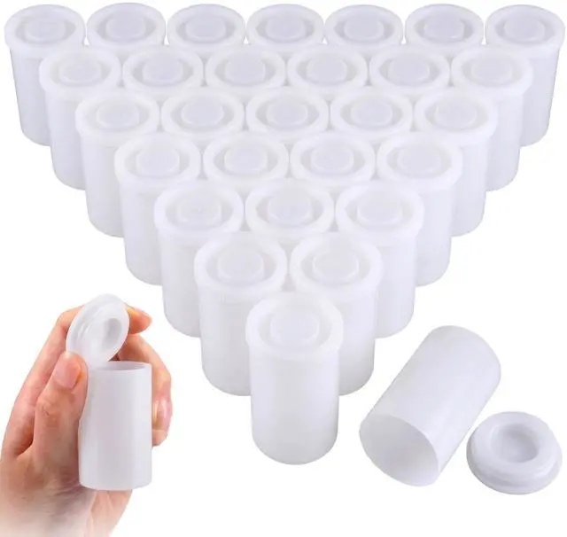 Main image of 30 Pieces Plastic Film Canister Holder, 35 mm Empty Camera Reel Containers, Storage Containers Case with Lids for Storing Small Accessories, Film, Keys, Coins, Art Beads(White)
