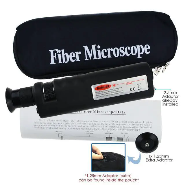 Alt view image 2 of 6 - 400x Handheld Fiber Optic Microscope Inspection Tool Portable Microscope Fiber Optic Tools Lighted Pocket Microscope LED Light Coaxial Illumination 2.5mm FC SC ST and 1.25mm LC Adapter