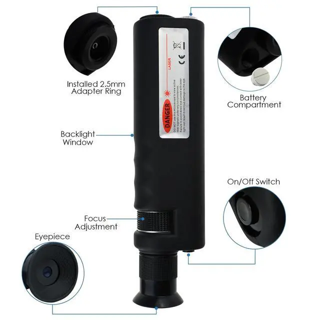 Alt view image 5 of 6 - 400x Handheld Fiber Optic Microscope Inspection Tool Portable Microscope Fiber Optic Tools Lighted Pocket Microscope LED Light Coaxial Illumination 2.5mm FC SC ST and 1.25mm LC Adapter