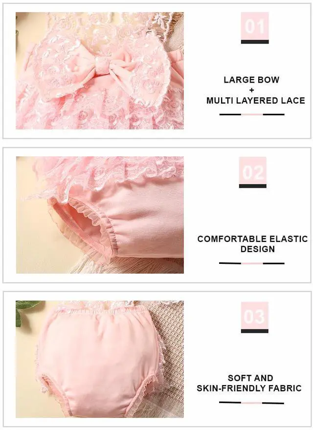 Alt view image 4 of 6 - Newborn Photography Outfits Girl Newborn Photography Props Lace Romper Baby Photo Shoot Outfits Girls Photo Props (Strap Style - Pink)