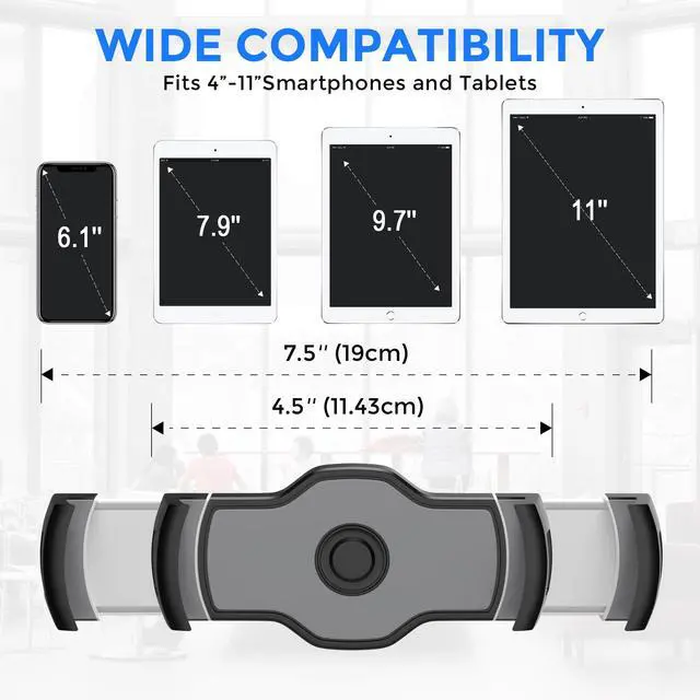 Alt view image 2 of 6 - Tablet Stand Holder, Stylish Aluminum iPad Stands, Foldable 360° Swivel Table Stand Holder fits 4-11" Tablets/Smartphones for Kitchen Bedside Office POS Showroom Reception (Black)