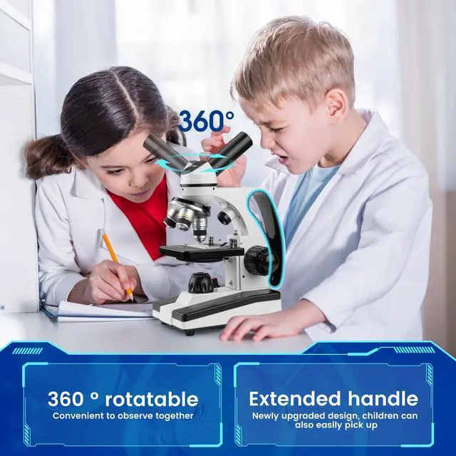 Alt view image 2 of 6 - Microscope for Adults Kids 40X-2000X Compound Monocular Microscope for Students School Laboratory Home Education with Slides Set Phone Adapter