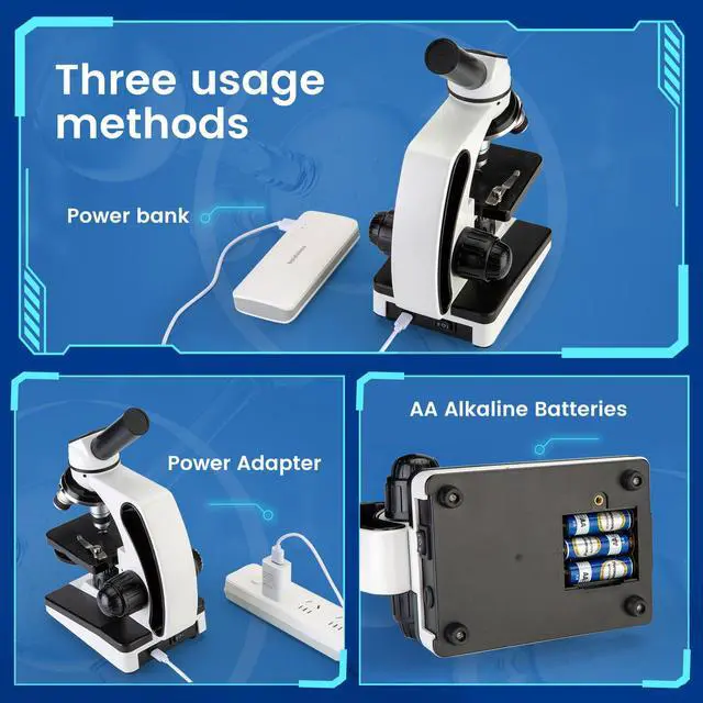 Alt view image 3 of 6 - Microscope for Adults Kids 40X-2000X Compound Monocular Microscope for Students School Laboratory Home Education with Slides Set Phone Adapter