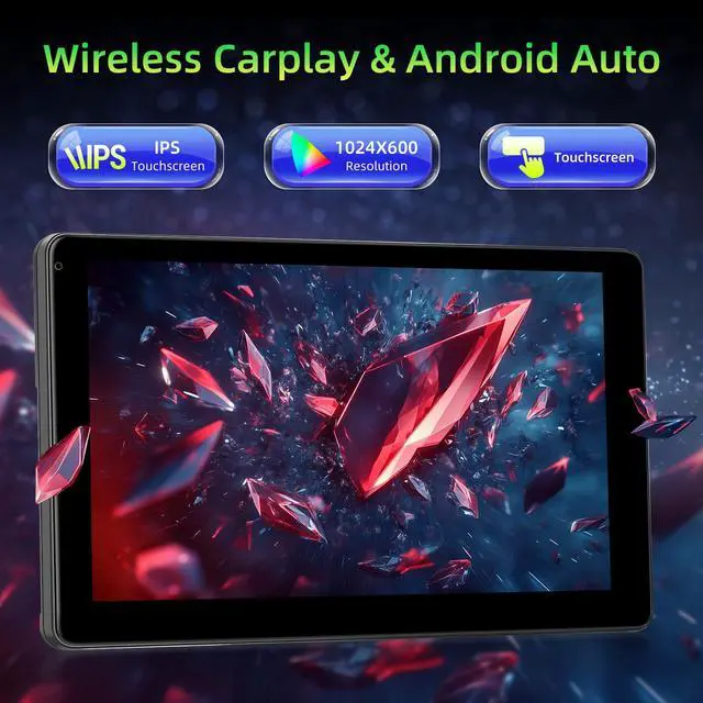 Alt view image 5 of 6 - Car Headrest Video Player, 9 inch IPS Screen Headrest TV Support Phone Wireless Carplay and Android Auto, Mirror Link, Video Website, Voice Control + 64G Memory Card