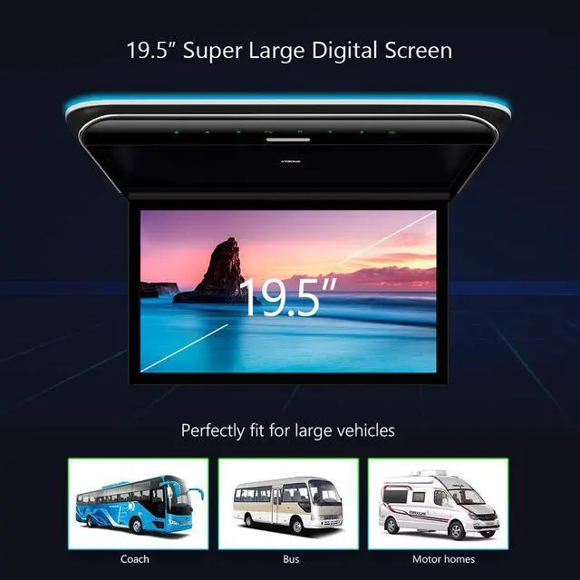 Alt view image 5 of 6 - 19.5 Inch Car Overhead Player, with HDMI, Built-in Speaker, AV Input | 16:9 Ultra-Thin Wide Screen Flip Down Car Roof Mount Monitor with 1600 * 900 resolution, Supports IR, In-Car Entertainment