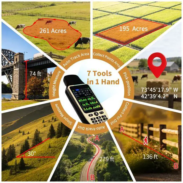 Alt view image 4 of 6 - ZL660 Land Surveying Equipment, Handheld GPS for Surveying | Intuitive Operation, 3.2" Color Screen,6 Satellites, 7 Methods for Measuring Land Area, Distance,Slope