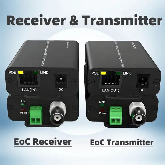 Alt view image 2 of 6 - POE Over Coax Converter BNC to Ethernet IP Extender EOC, 3280ft(1000m) Power & Data Transmission Over RG59 Coaxial Cable for Analog to IP CCTV Security Surveillance System Upgrade 2 in1 BNC+Twist Pair