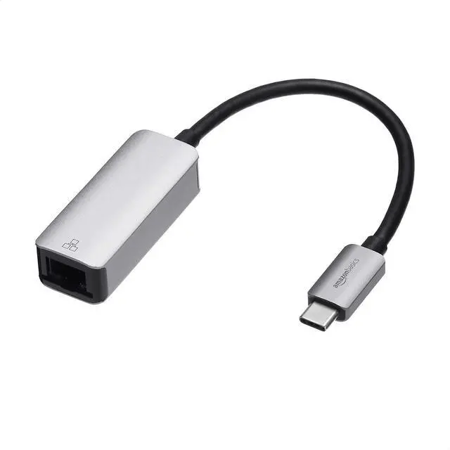 Main image of Aluminum USB-C to RJ45 Gigabit Ethernet Adapter, Portable, Fast Network, Grey, 2.07 x 0.81 x 0.6 inches