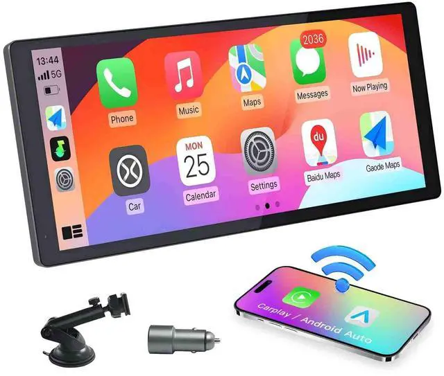 Main image of Wireless Carplay Screen for Car, 10.3'' Portable CarPlay & Android Auto Touchscreen, with 60Fps,1600 * 720 Ultra High Resolution, Support Steering Wheel Control