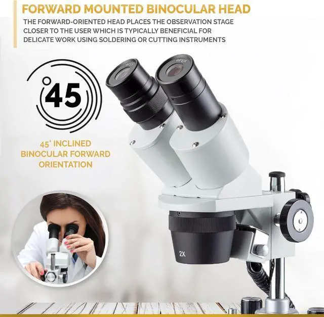 Alt view image 6 of 6 - SE306R-PZ-LED Forward-Mounted Binocular Stereo Microscope, WF10x | 2X & 4X Magnification DIN Standard RMS 20.32mm Thread 160mm Finite Tube Length Compatible Numerical Aperture 0.10