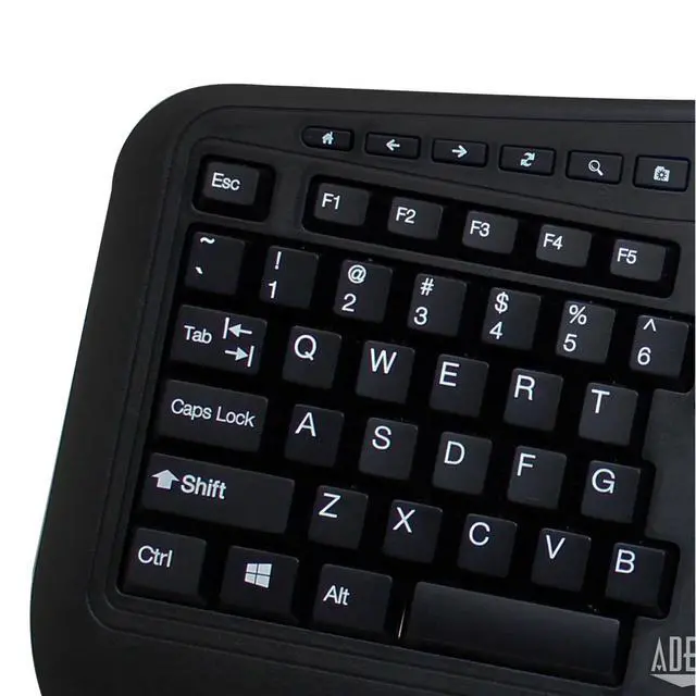 Alt view image 2 of 6 - WKB-1500GB Wireless Ergonomic Keyboard and Laser Mouse, Black | Desktop, Split Keys Design, Palm Rest for Comfort, Long Battery Life, Nano Receiver, Compatible for PC & Windows