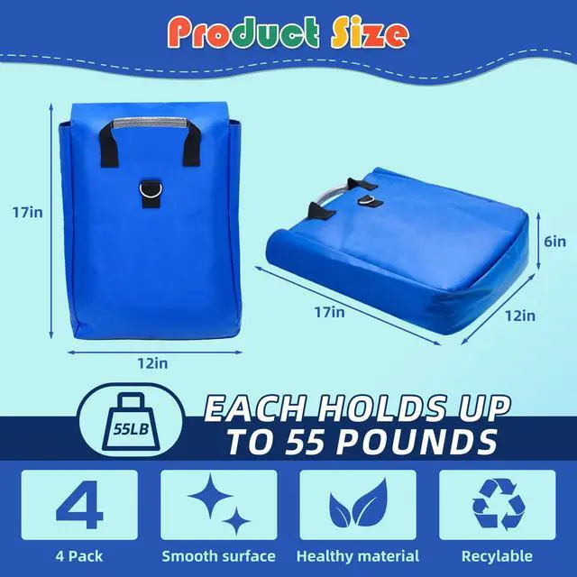 Alt view image 2 of 6 - Vinyl SandBags with Handle(Each Capacity 55 Pound, 4 Pack) | Durable 18oz Vinyl Bounce House Sand Bags Suitable for Fixed Inflatable Trampolines Inflatable Water Slide Canopies Tents