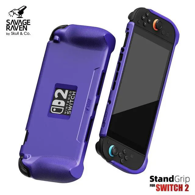 Alt view image 2 of 6 - Savage Raven by StandGrip for Nintendo Switch 2: A Soft Protective Case with Textured Grips Full Protection and Stand, Shock-Absorption Non-Slip and Anti-Scratch Cover - Galactic Purple