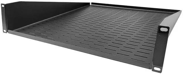 Alt view image 2 of 6 - AxcessAbles 2U Vented Rack Shelf - 2 Pack | Rack Trays for 19 Inch Equipment Rack Cabinets | 18" Deep Rackmount Shelf with Lips | 50lb Capacity (2-Pack)