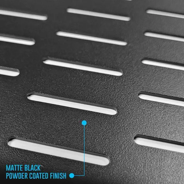 Alt view image 4 of 6 - AxcessAbles 2U Vented Rack Shelf - 2 Pack | Rack Trays for 19 Inch Equipment Rack Cabinets | 18" Deep Rackmount Shelf with Lips | 50lb Capacity (2-Pack)