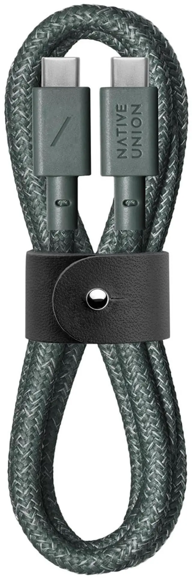 Main image of Type-C Belt Cable - 4ft Ultra-Strong USB-C to USB-C Charging Cable for iPhone 17/17 Pro/17e, iPhone Air, iPad Pro/Air (M4), MacBook Air (M5), Galaxy S26/S25, Flip/Fold 7 (Slate Green)