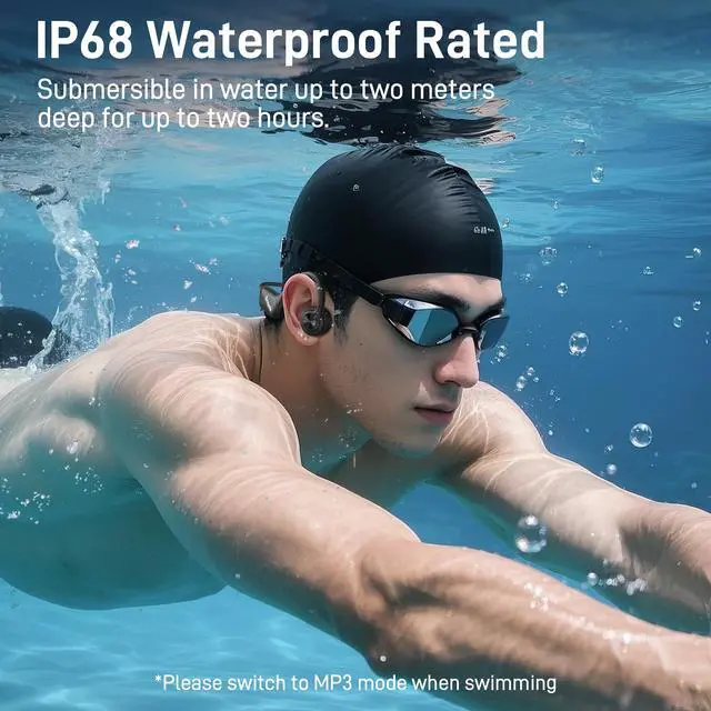 Alt view image 2 of 6 - Swimming Headphones, IP68 Waterproof Bone Conduction Headphones, Bluetooth 5.4 Sport Open Earphones with MP3 Mode 32GB Memory, Wireless Swimming Headphone Underwater for Running, Cycling