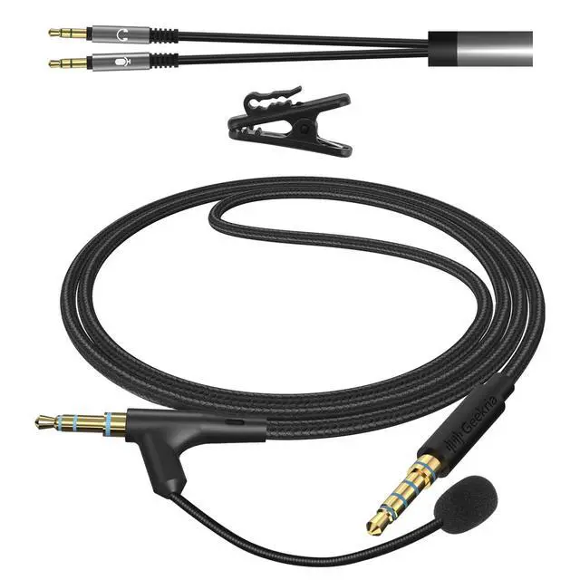 Alt view image 2 of 6 - Boom Mic Headphones Cable Compatible with Sony WH-1000XM6 WH-1000XM5 WH-1000XM4 ULT Wear, 3.5mm Jack Nylon Braided Replacement Cord with Boom Microphone for Gaming & Meeting (5.6ft)