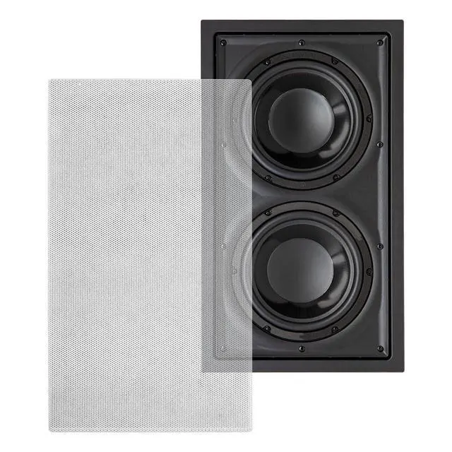 Alt view image 2 of 6 - Nero IWSDUAL8 in Wall 300W Subwoofer Dual 8" Graphite Cones Magnetic Grill