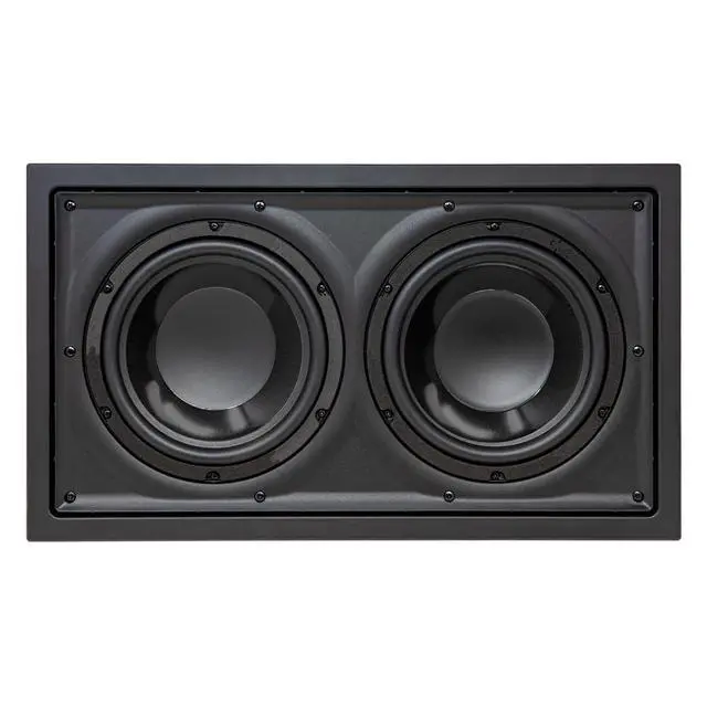 Alt view image 5 of 6 - Nero IWSDUAL8 in Wall 300W Subwoofer Dual 8" Graphite Cones Magnetic Grill