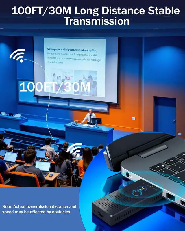 Alt view image 3 of 6 - Wireless HDMI Transmitter and Receiver 4K, Wireless Hdmi True UHD 4-K Input & 4K Output, Plug & Play, 98ft Range, Dual Band 2.4G/5G, for Laptop/PC/TV Box to HDTV/Projector, No App Needed