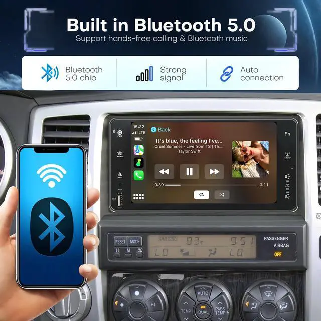 Alt view image 6 of 6 - 4+64G Radio for Toyota 4Runner 1996 1997 1998 1999 2000 2001 2002 Radio | Upgrade Carplay Android Auto Touch Screen WiFi GPS SWC FM AHD Backup Camera (NOT Support JBL)