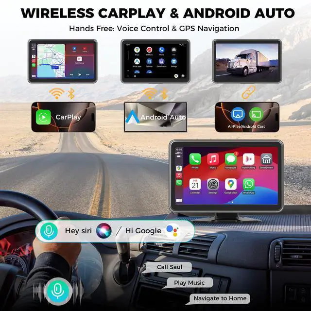 Alt view image 3 of 6 - RV Truck Camera System with CarPlay & Android Auto,4 Channel HD1080P IP68 Wired Backup Camera for Semi Trucks, RVs, Trailers, 10'' Touch Screen with DVR Recording & 64GB Micro SD Card