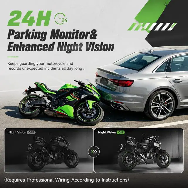 Alt view image 2 of 6 - Motorcycle Dash Cam, Dual 2K Motorcycle Camera with EIS Anti-Shake Dash Cam for Motorcycle with 24H Parking Monitor, Night Vision,Loop Recording, App Control, Max Support 128 GB